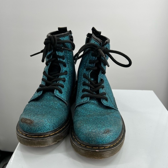 Dr Martens Pascal Turquoise Blue Glitter Boots US Size 2 - Picture 3 of 10